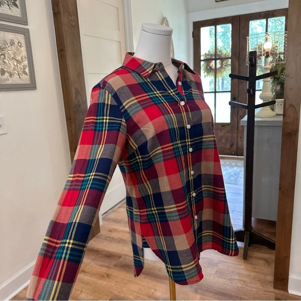 Evy’s Tree Women’s Small "The Amy" Red Plaid Button-up Cotton Preppy Shirt - Picture 6 of 7